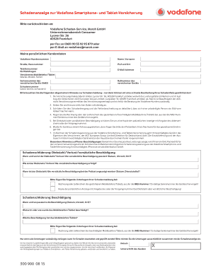 Im Folgenden Finden Sie Das Formular Schadenanzeige Zur Vodafone Smartphone Und TabletVersicherung