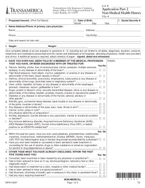 GA Application Part 2 Non Medical Health History File  Form