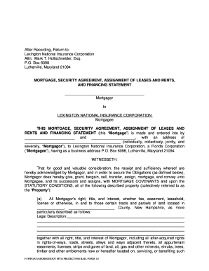 MORTGAGE SECURITY AGREEMENT ASSIGNMENT of LEASES and  Form