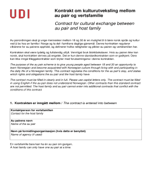 Get and Sign Kontrakt Om Kulturutveksling Mellom Au Pair Og Vertsfamilie  Form