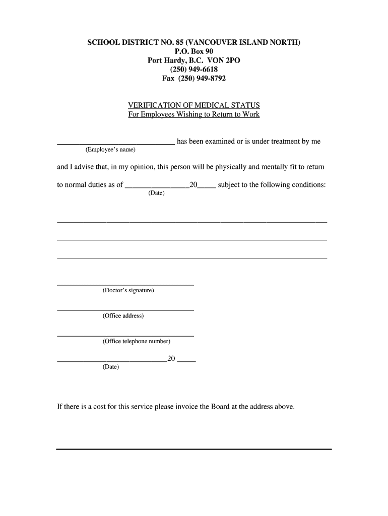 Medical Employee Form Return to Work Oct06doc Sd85 Websrv2012 Sd85 Bc