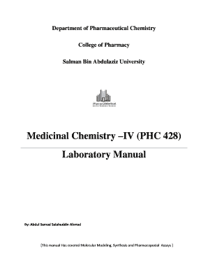 Medicinal Chemistry 1 Lab Manual PDF  Form