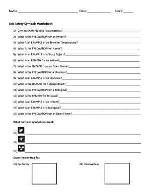 Lab Safety Symbols Worksheet PDF  Form