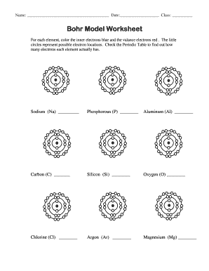 Bohr Model Worksheet  Form