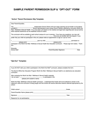 Opt Out Form Template