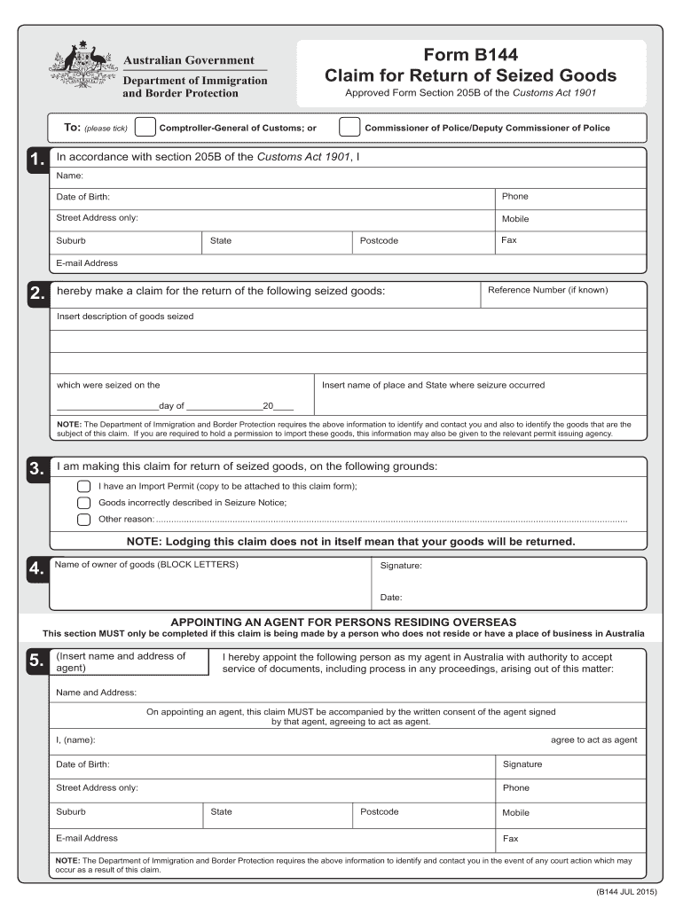 Form B144 Signature 2015-2024