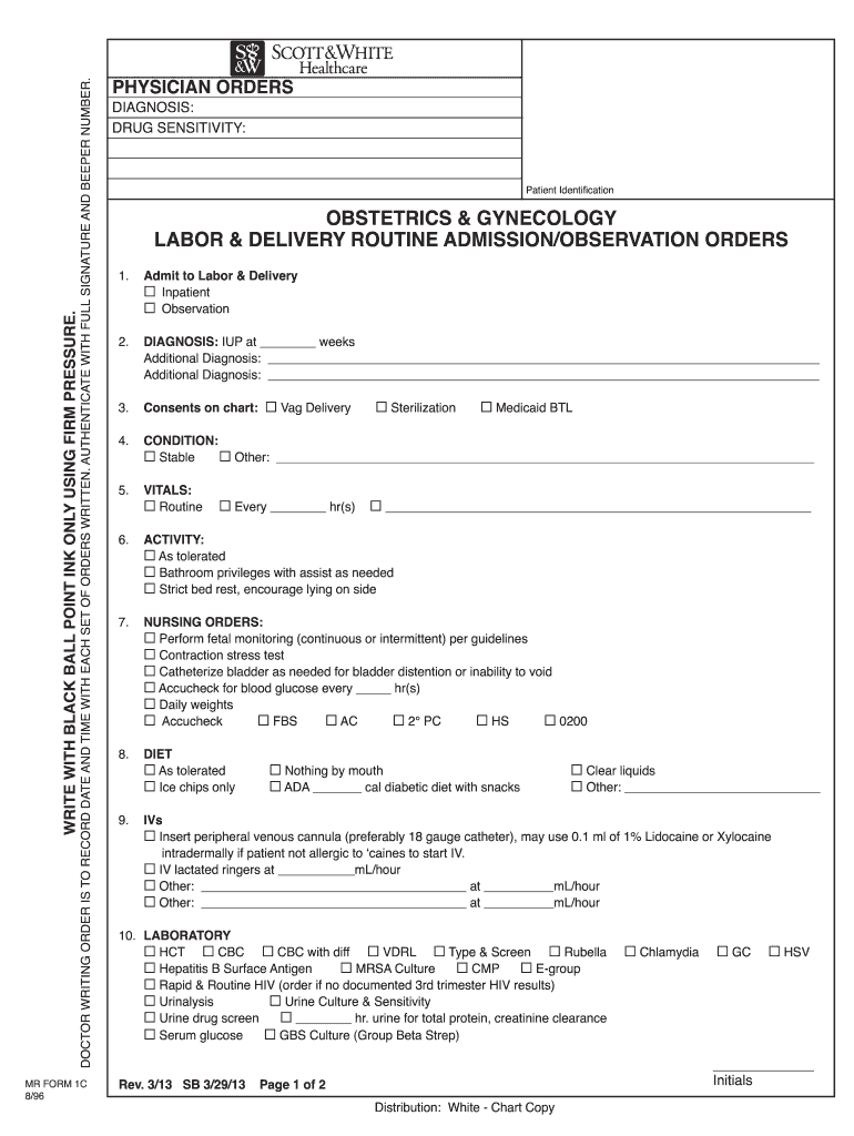  OBSTETRICS GYNECOLOGY LABOR DELIVERY ROUTINE ADMISSION Sw 2013-2024