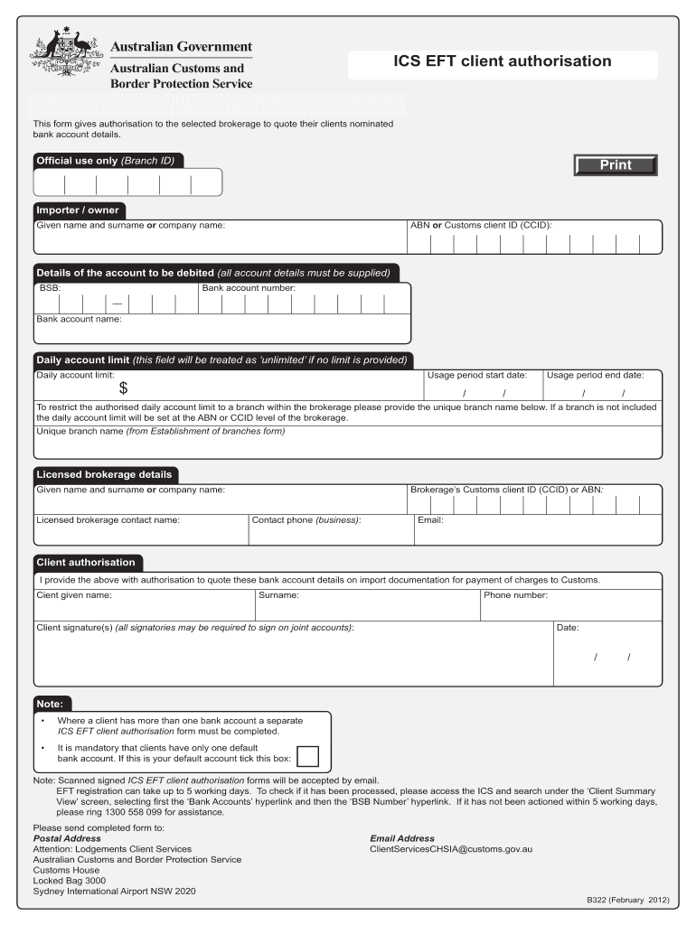  ICS EFT Client Authorisation 2012