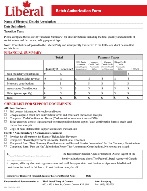 Batch Authorization Form Liberal Party of Canada My Liberal