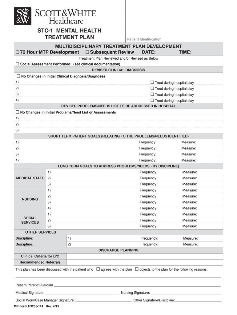  Electronic Mental Health Templete Forms 2015-2024