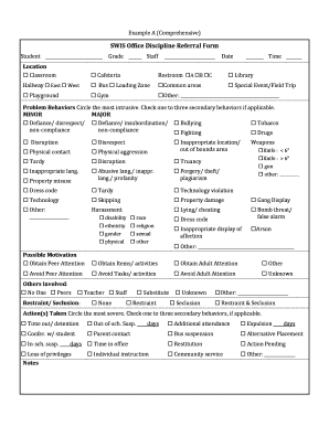 SWIS Office Discipline Referral Form Ocde