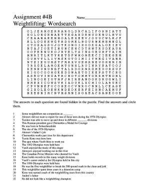 Physical Education 14 Word Search  Form