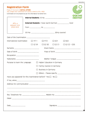 Exam Registration Form V4 Goethe Institut