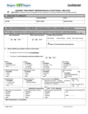 Treatment Memorandum  Form