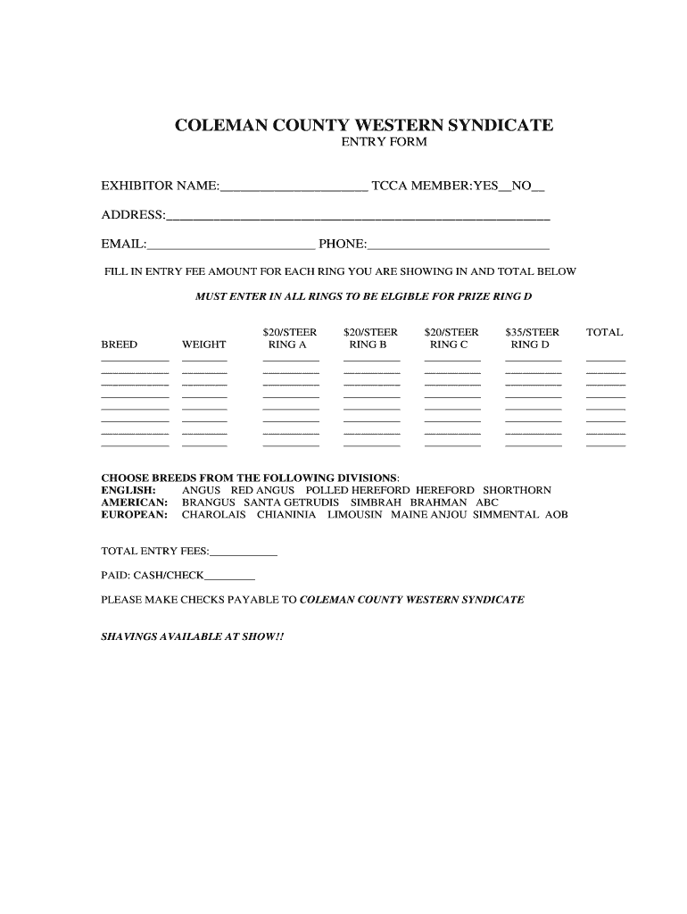 Western Syndicate  Form