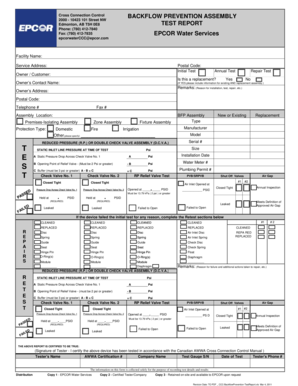 Backflow Test Report  Form