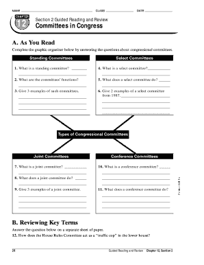 Congressional Committees Worksheet  Form