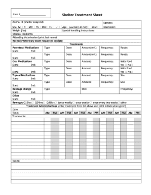 Veterinary Treatment Sheet PDF Form - Fill Out and Sign Printable PDF  Template | signNow