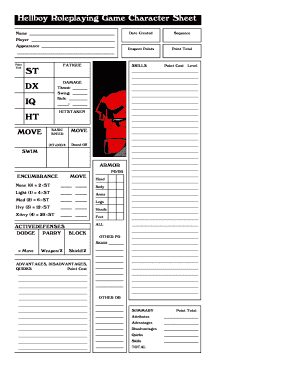 Hellboy Rpg Character Sheet  Form