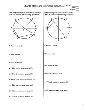 Chords Radii and Diameters Worksheet Answers  Form