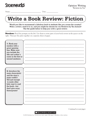 Write a Book Review Fiction Storyworks Scholastic  Form