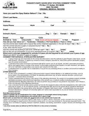 SPAY STATION CONSENT FORM Pasados Safe Haven Pasadosafehaven