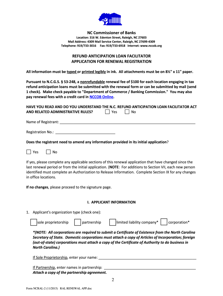 Renewal for Nccob  Form