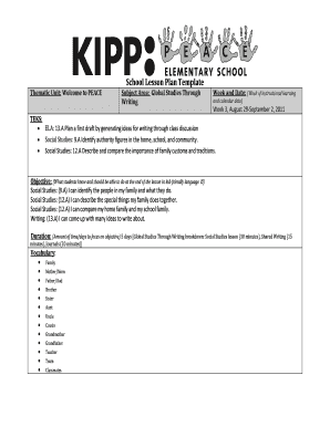 Kipp Lesson Plan Template  Form