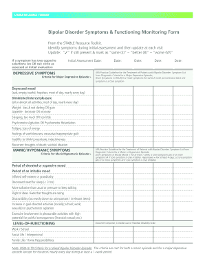 Bipolar Disorder Symptoms Amp Functioning Monitoring Form Cqaimh