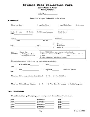 Students Data Collection Form