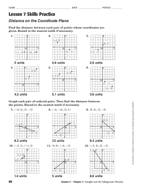 Distance on the Coordinate Plane Homework 4 Answer Key  Form