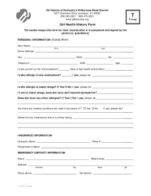 Girl Scout Emergency Contact Form