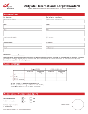 Daily Mail International Afgifteborderel Bpostbe  Form