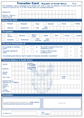Form Tc 01 South Africa
