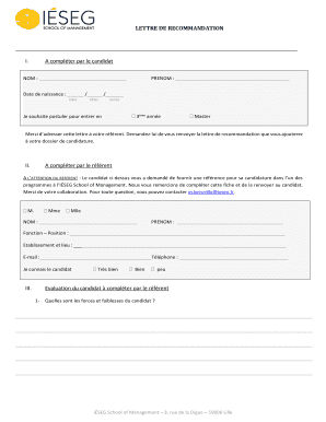 Lettre De Recommandation Ieseg  Form