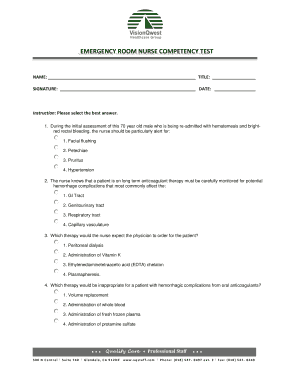 Er Nurse Competency Test  Form