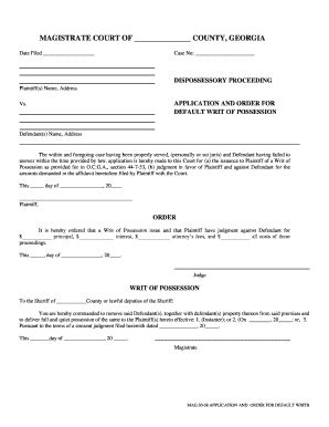 Georgia Writ of Possession  Form