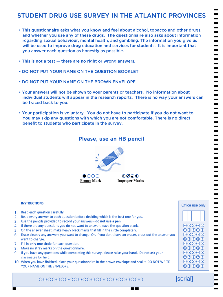 STUDENT DRUG USE SURVEY in the ATLANTIC PROVINCES Medicine Dal  Form