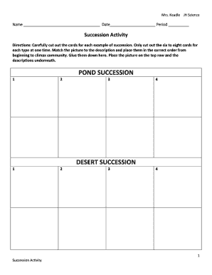 Succession Activity Answer Key  Form