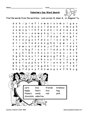 Valentines Day Word Search Busy Teachers Cafe  Form