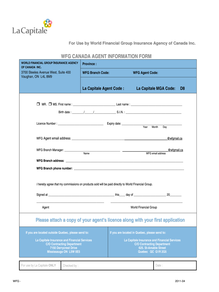 Get and Sign Wfg Canada 2011-2022 Form