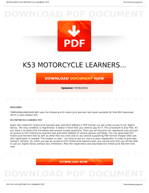 K53 Motorcycle Learners Test Questions and Answers PDF  Form