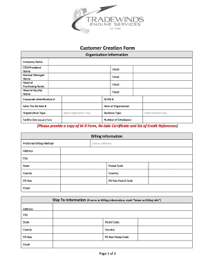 Customer Creation Form
