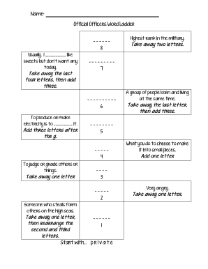 Official Officers Word Ladder Answer Key  Form