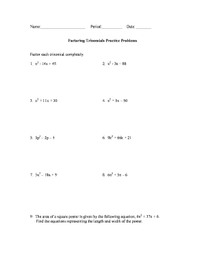 Factoring Practice  Form