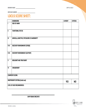 Locus Score Sheet PDF  Form
