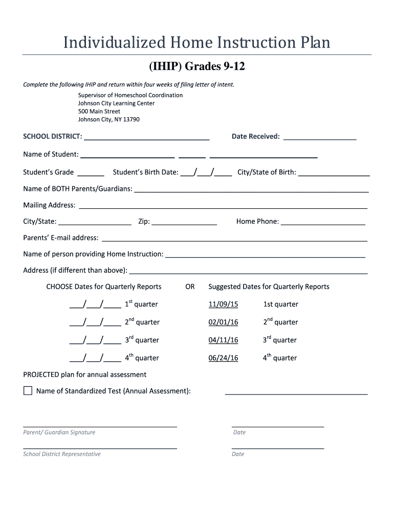 IHIP Grades 9 12 Btbocesorg  Form