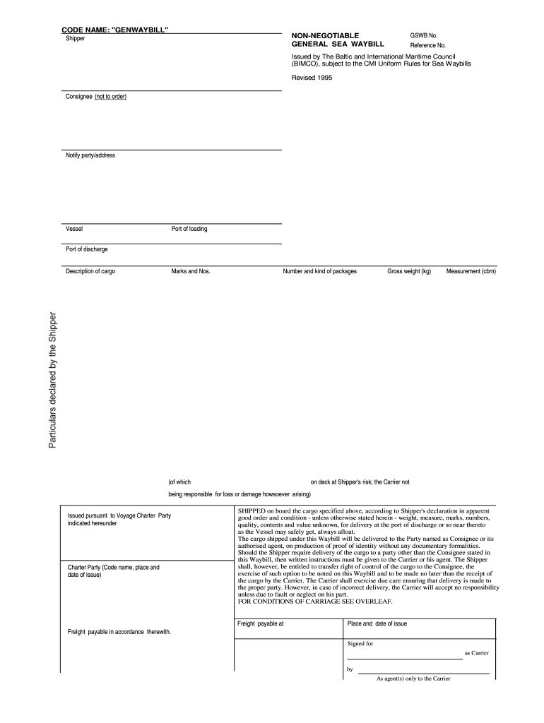 Genwaybill  Form