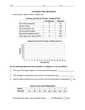 Scatter Plots Worksheet  Form