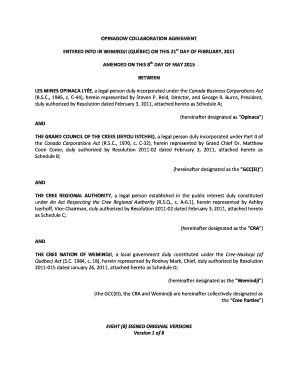 Amended Opinagow Collaboration Agreement Cree Nation Government Gcc  Form